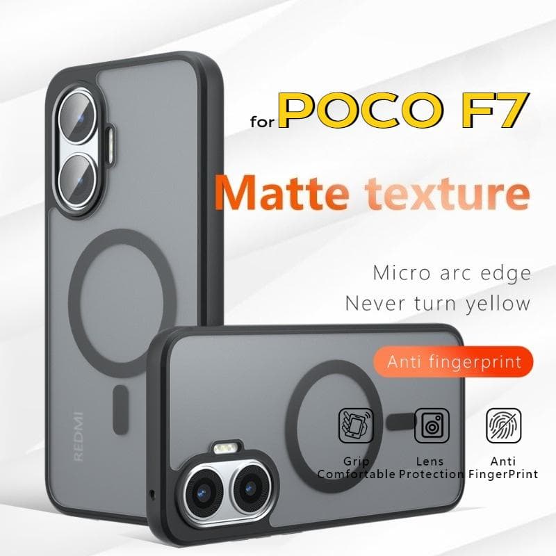 Para Capa Magnética F7 À Prova de Choque Fosca Para POCO F7 Capa Rígida Magsafe para Carregamento Sem Fio Para Redmi Turbo 4 pro preto