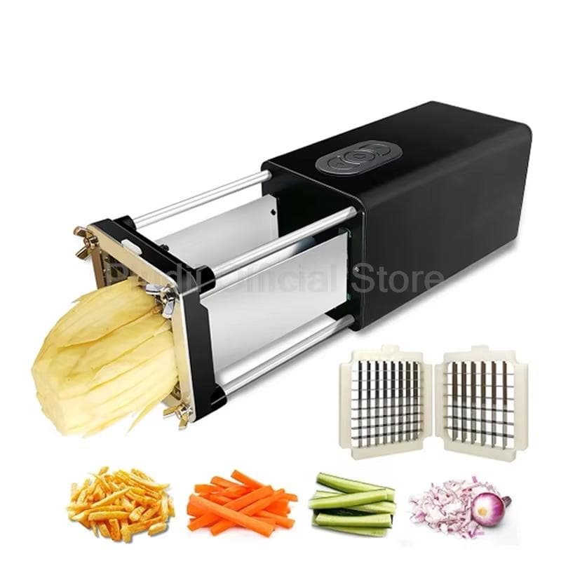 58W 110V-240V Cortador Elétrico de Batatas Fritas Máquina de Cortar Legumes 2 Lâminas Aço Inoxidável Durável Potência para Casa