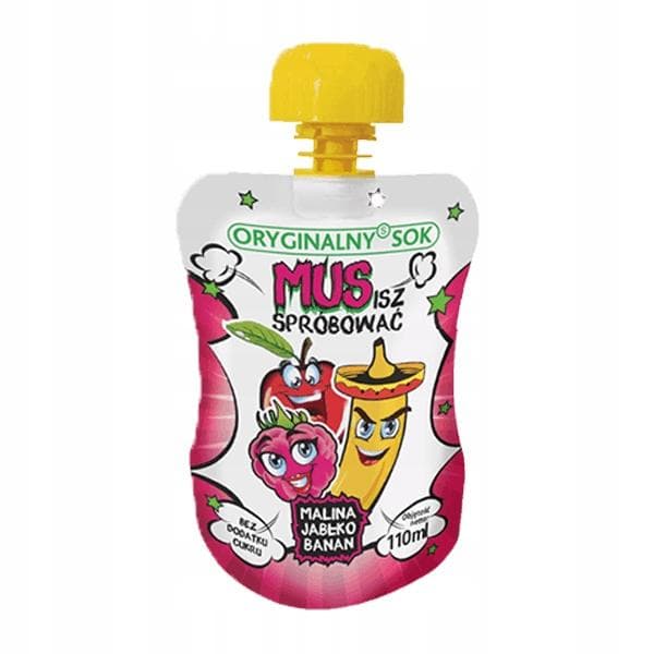 Suco Mousse de Maçã-Framboesa-Banana 110G Mousse Multifruta sem adição de açúcar 110 g