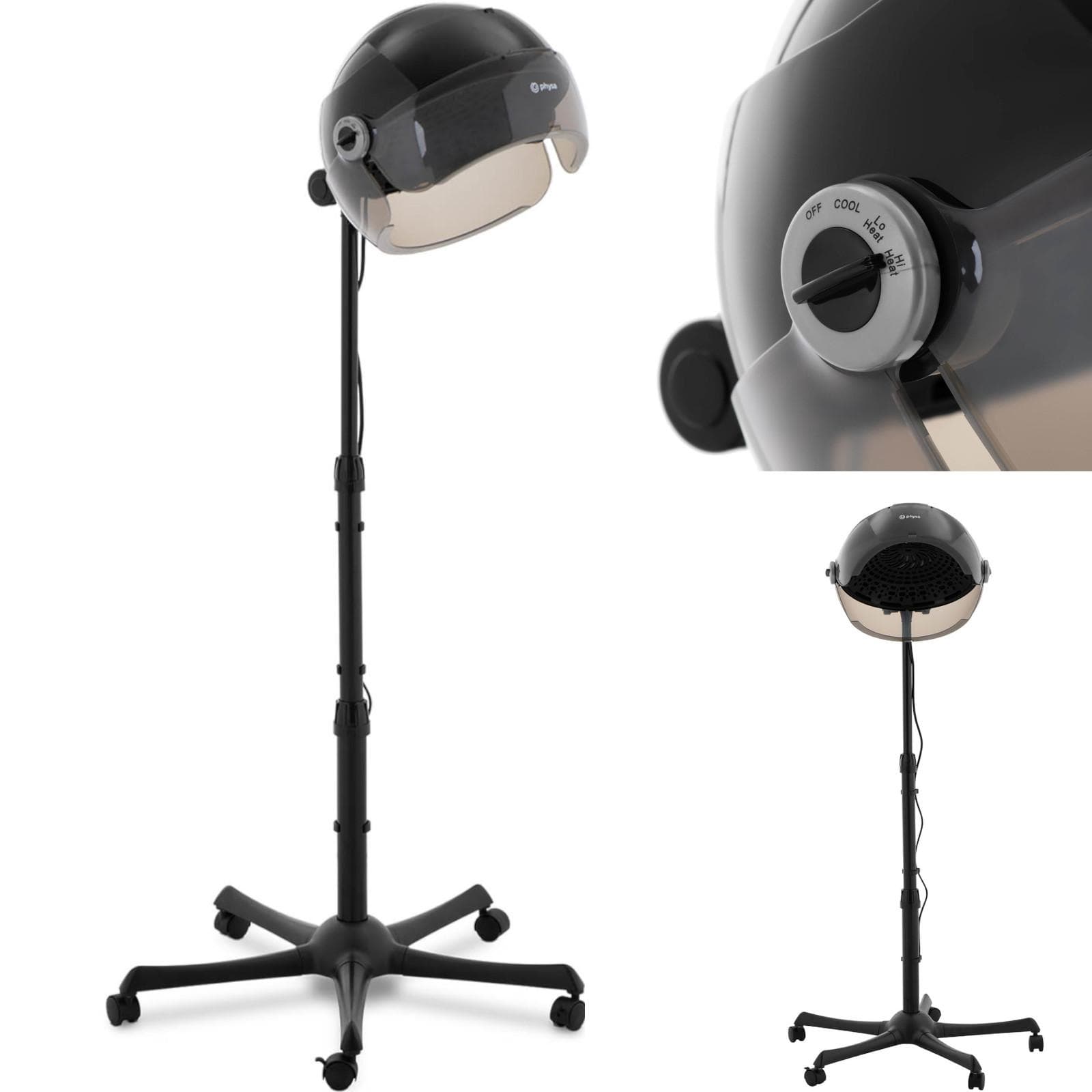 Secador de cabelo com capacete de pé sobre rodas, 1650 W, preto
