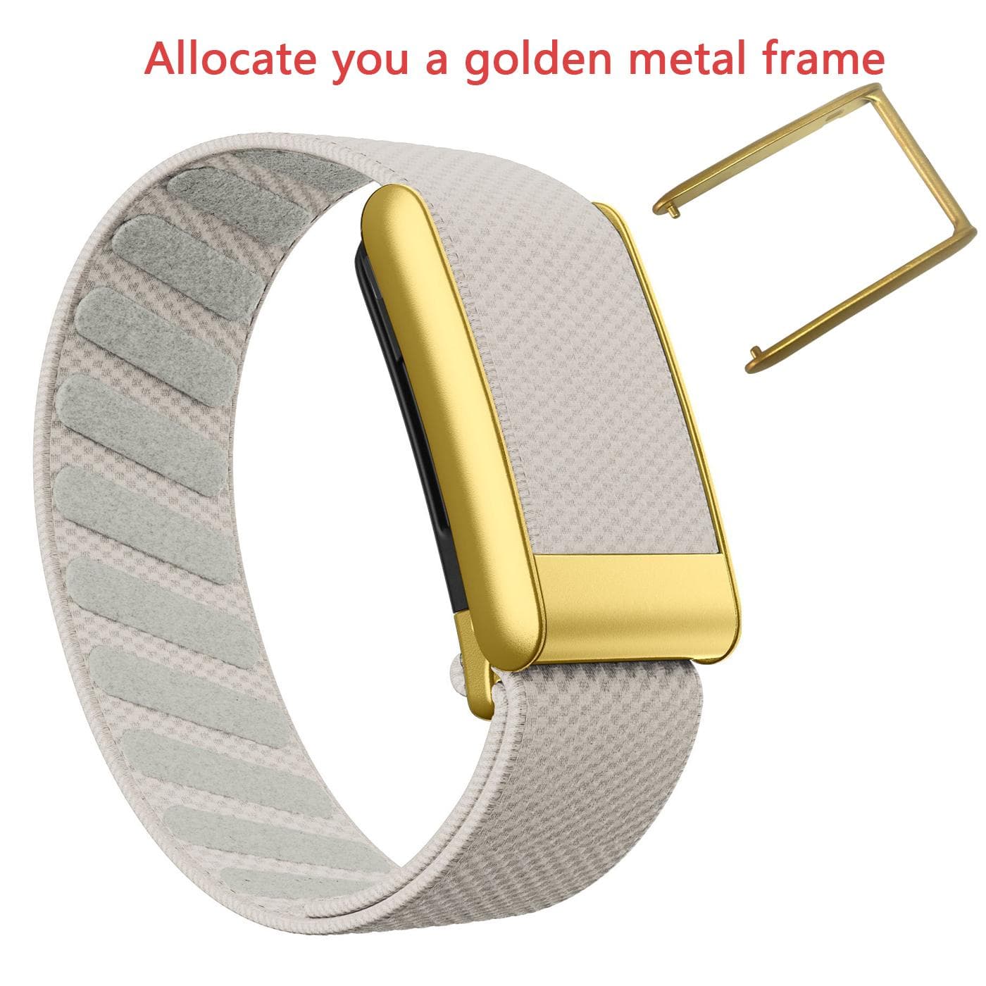 Adequado para Pulseira Whoop 5.0, Tira Elástica Tecida em Nylon de Reposição Whoop Mg Sports, Moldura Metálica Dourada