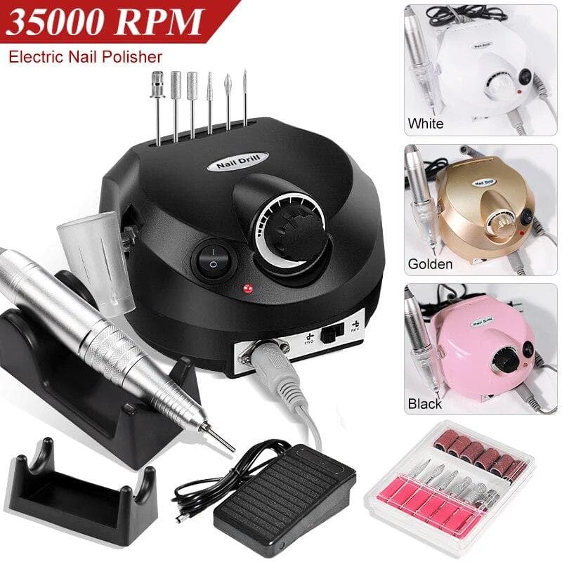 35000 RPM Máquina de Furadeira Elétrica de Unhas Conjuntos de Cortadores para Manicure Pontas de Unhas Manicure Lixa Elétrica de Unhas e Pedicure