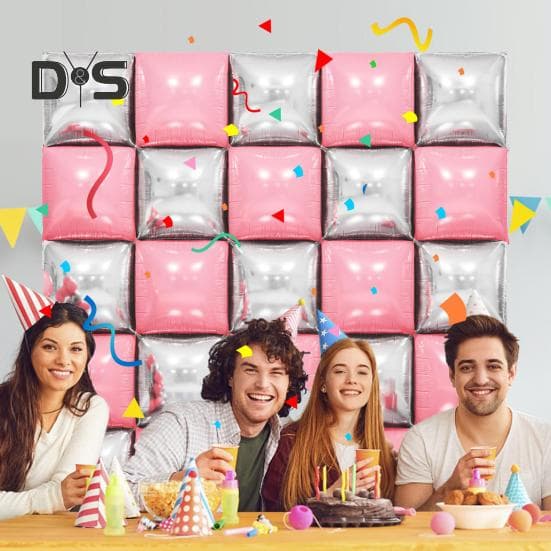 25Pcs Balões Metálicos de Folha Quadrada Balão Dupla Face Parede Túnel Casamento Graduação Cenário Arco Guirlanda Kit para Festa de