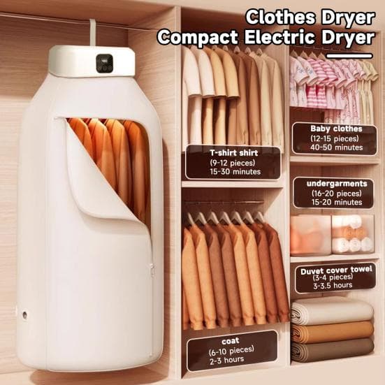 Secador de roupas portátil com temporizador 600w fluxo de ar poderoso grande capacidade display digital roupa interior do bebê secador elétrico