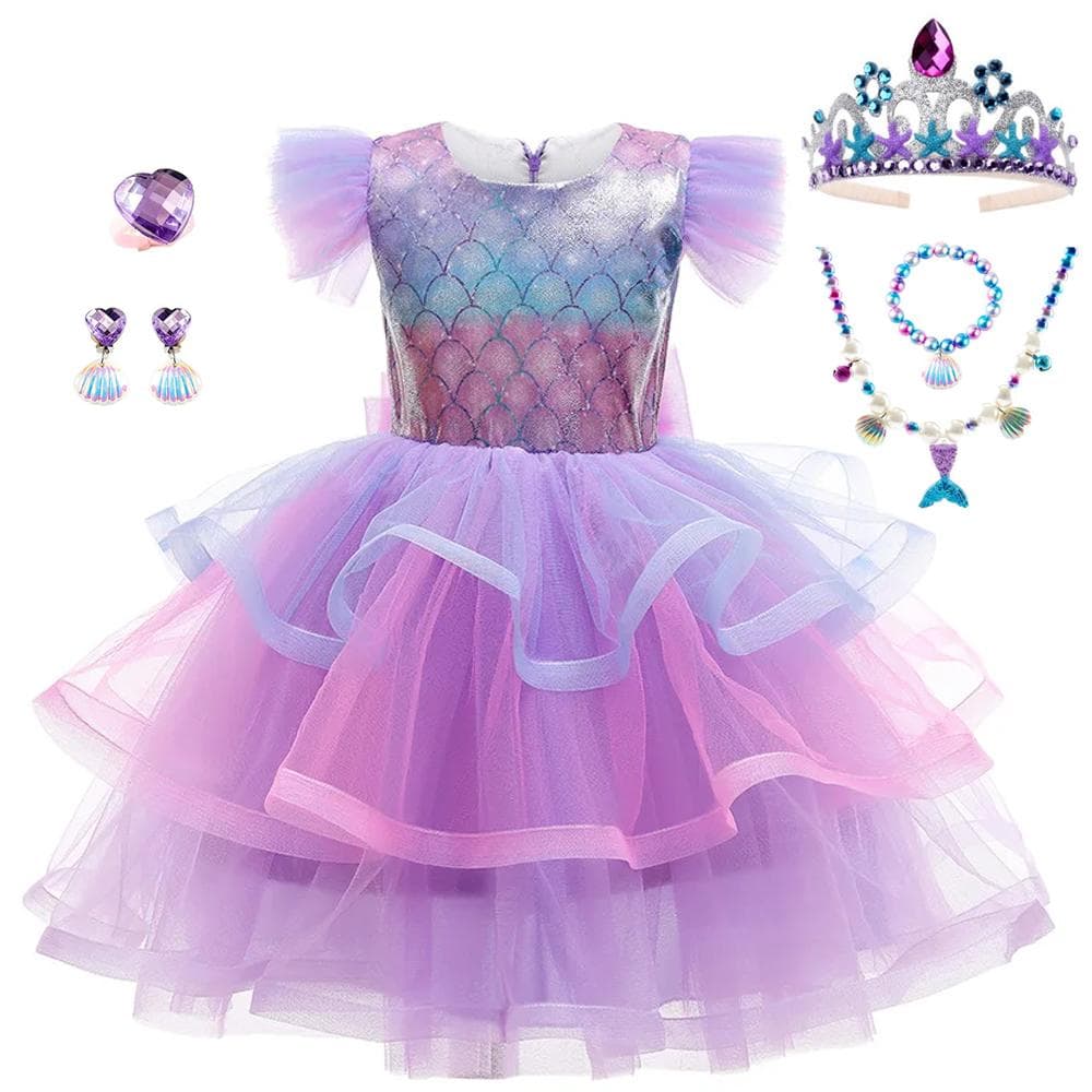 Fantasia Cosplay de Sereia para Bebês Meninas Carnaval Criança Crianças Halloween Natal Vestidos Tutu Princesa Flor Crianças Vestidos cm