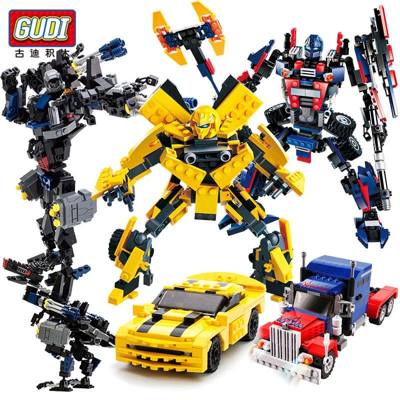 Robô Transformável 2 em 1 Dinossauro Wars Blocos de Construção Caminhão Mecha Blocos Criativos Gudi Carro Veículo Dinossauro Brinquedos para