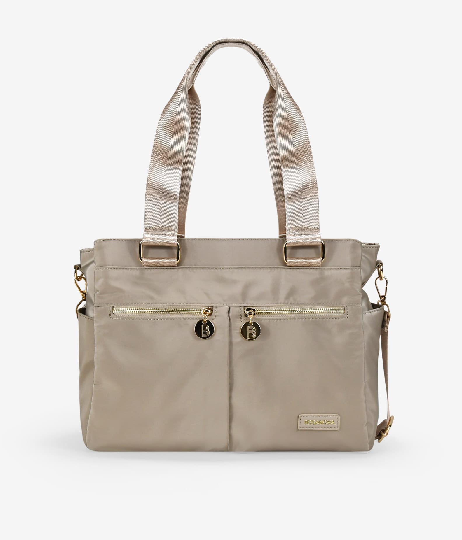 Bolsa de ombro bege para laptop