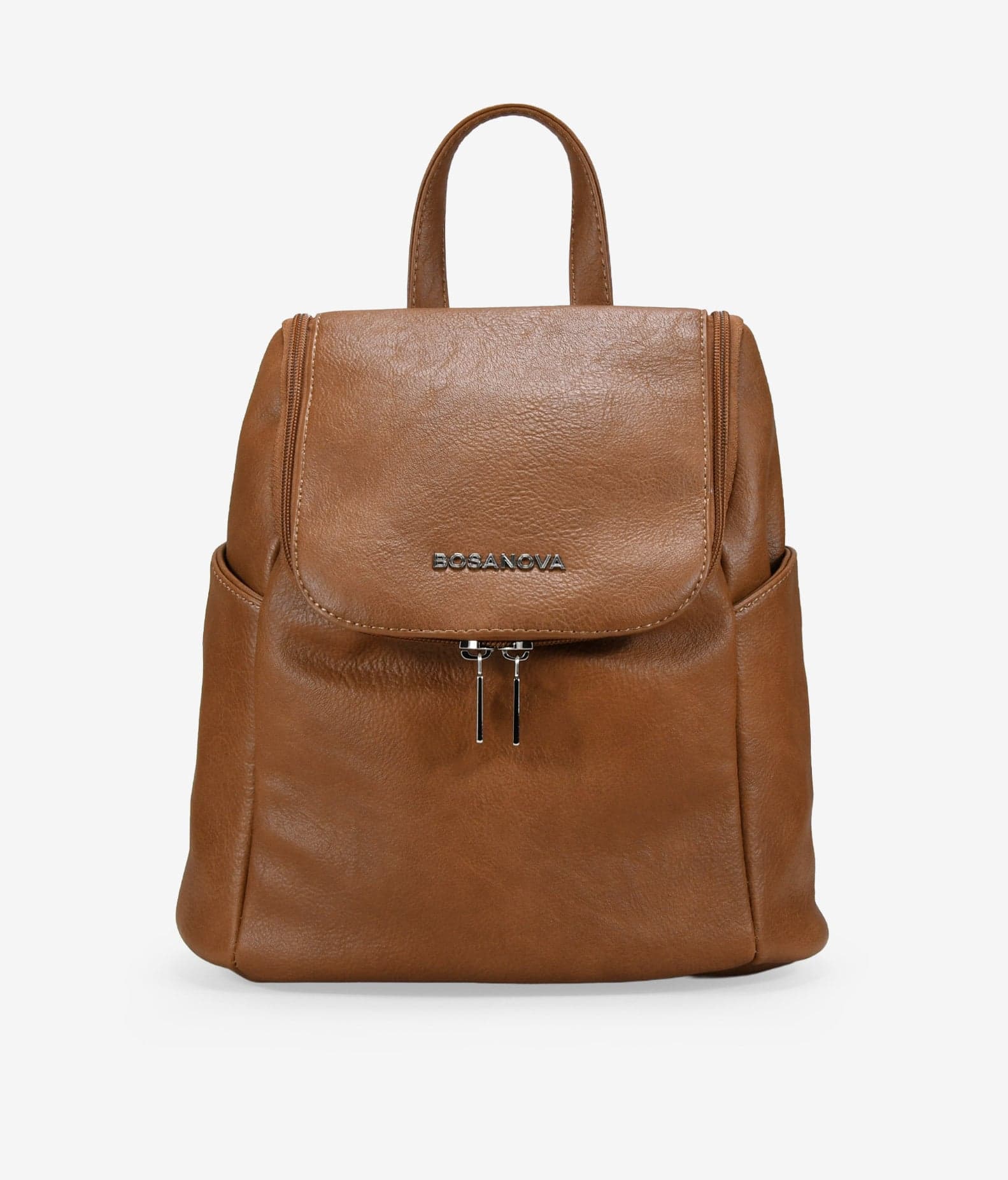 Mochila esportiva de couro com aba