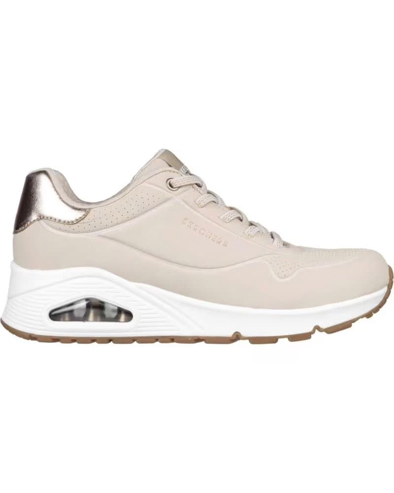 TÊNIS SKECHERS UNO SHIMMER AWAY 155196 BEGE MULHER BEIGE