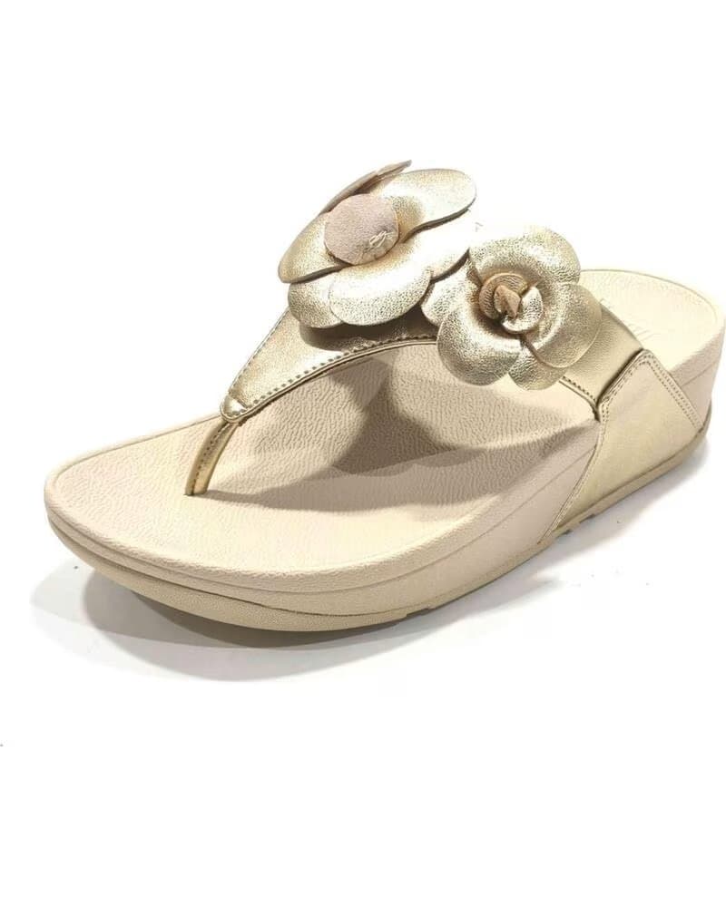 FITFLOP SANDÁLIAS A4N-675 COM ADORNO FLORAL PLATINA PLATINO