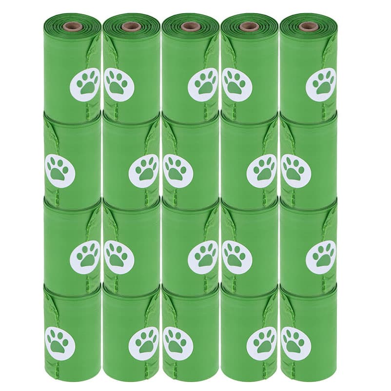 Sacos biodegradáveis para dejectos de cães, verdes - 20 rolos de 15 sacos cada