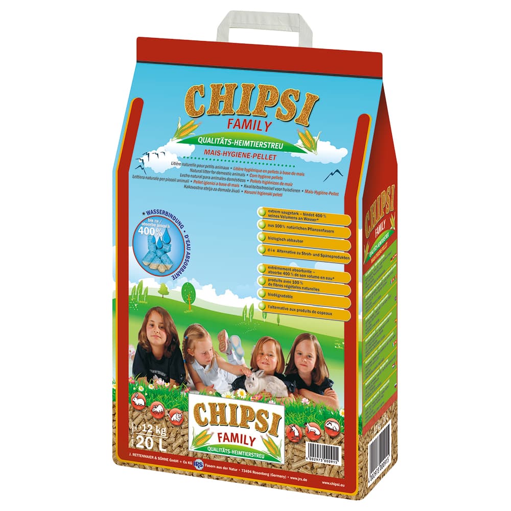Chipsi Family pellets higiénicos de milho - Pack económico: 2 x 20 l