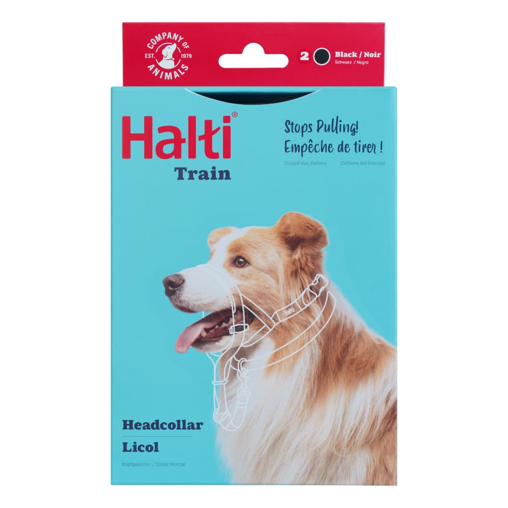 Halti cabresto para cães em preto - Tamanho 2: Beagle, Border Collie, Poodle