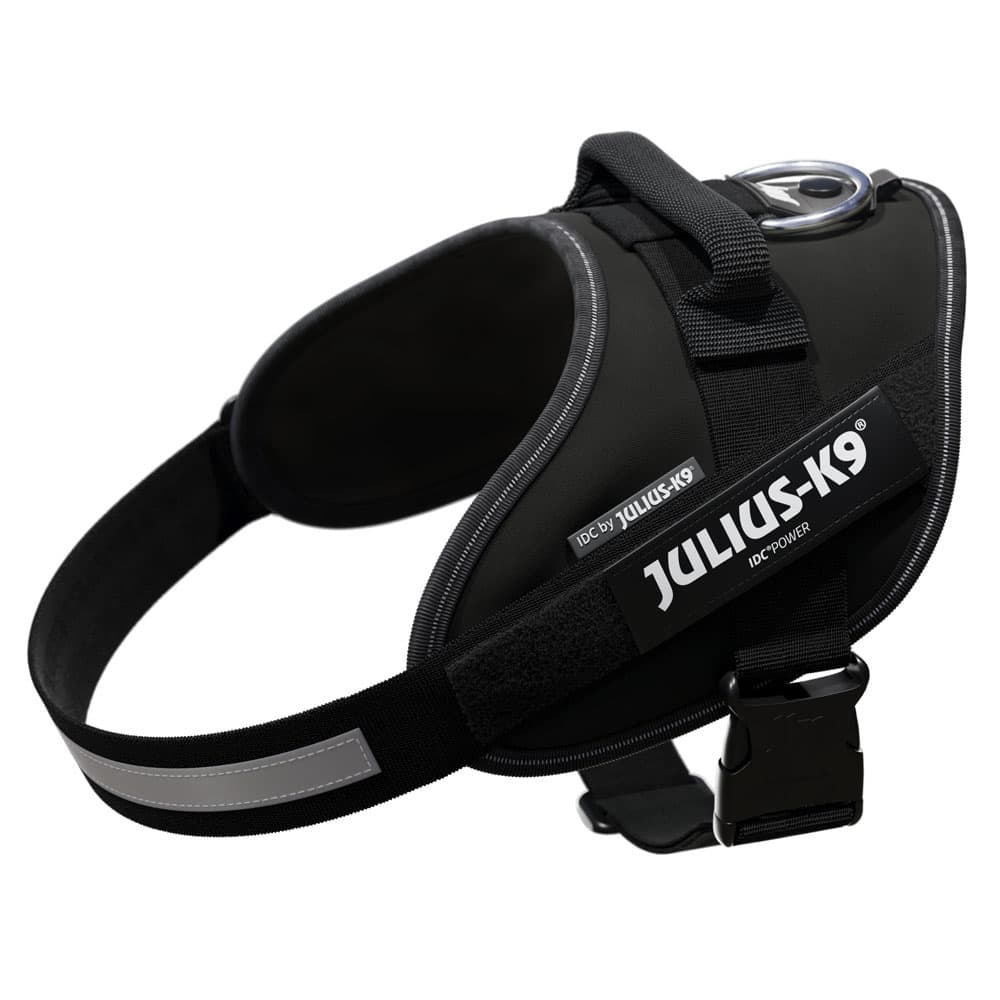 Peitoral JULIUS-K9 IDC® Power preto para cães - Tam. M: contorno peito 58 cm-76 cm