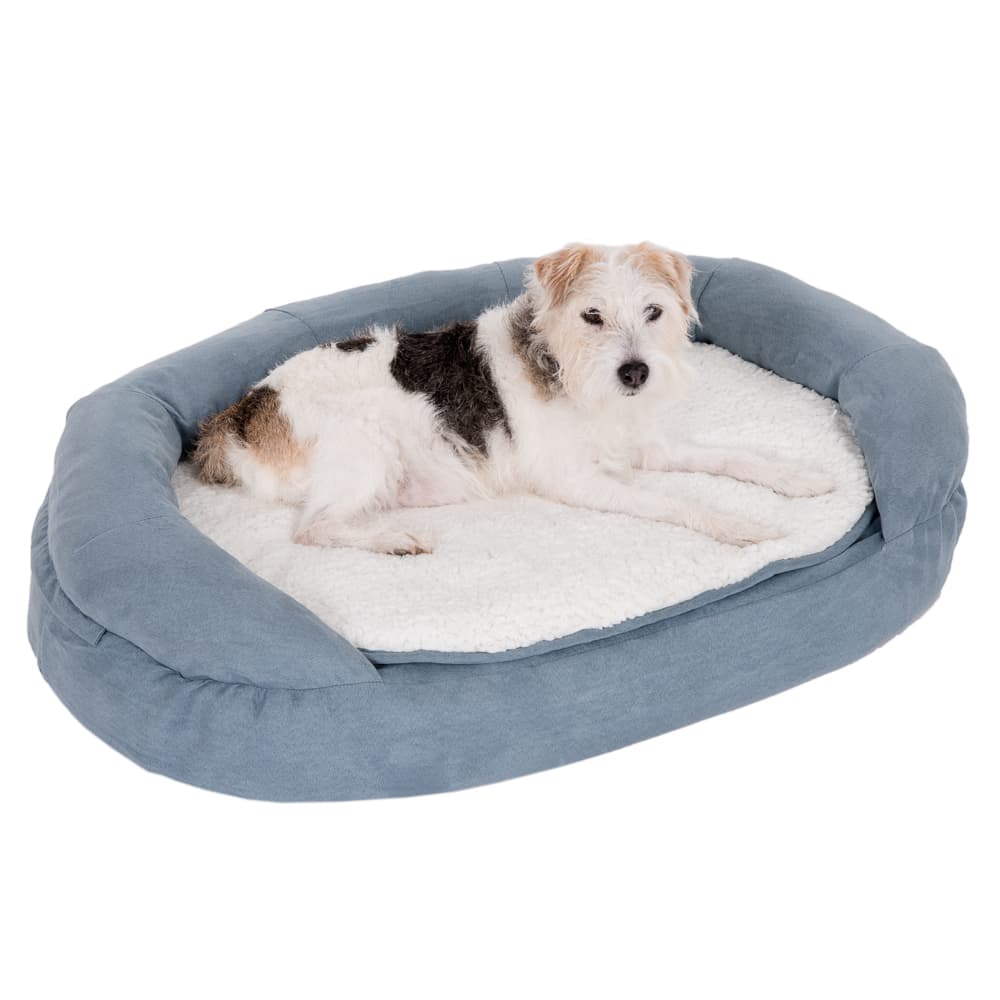 Cama ortopédica oval Memory para cães - Cinzento  C 100 x L 65 x A 22 cm