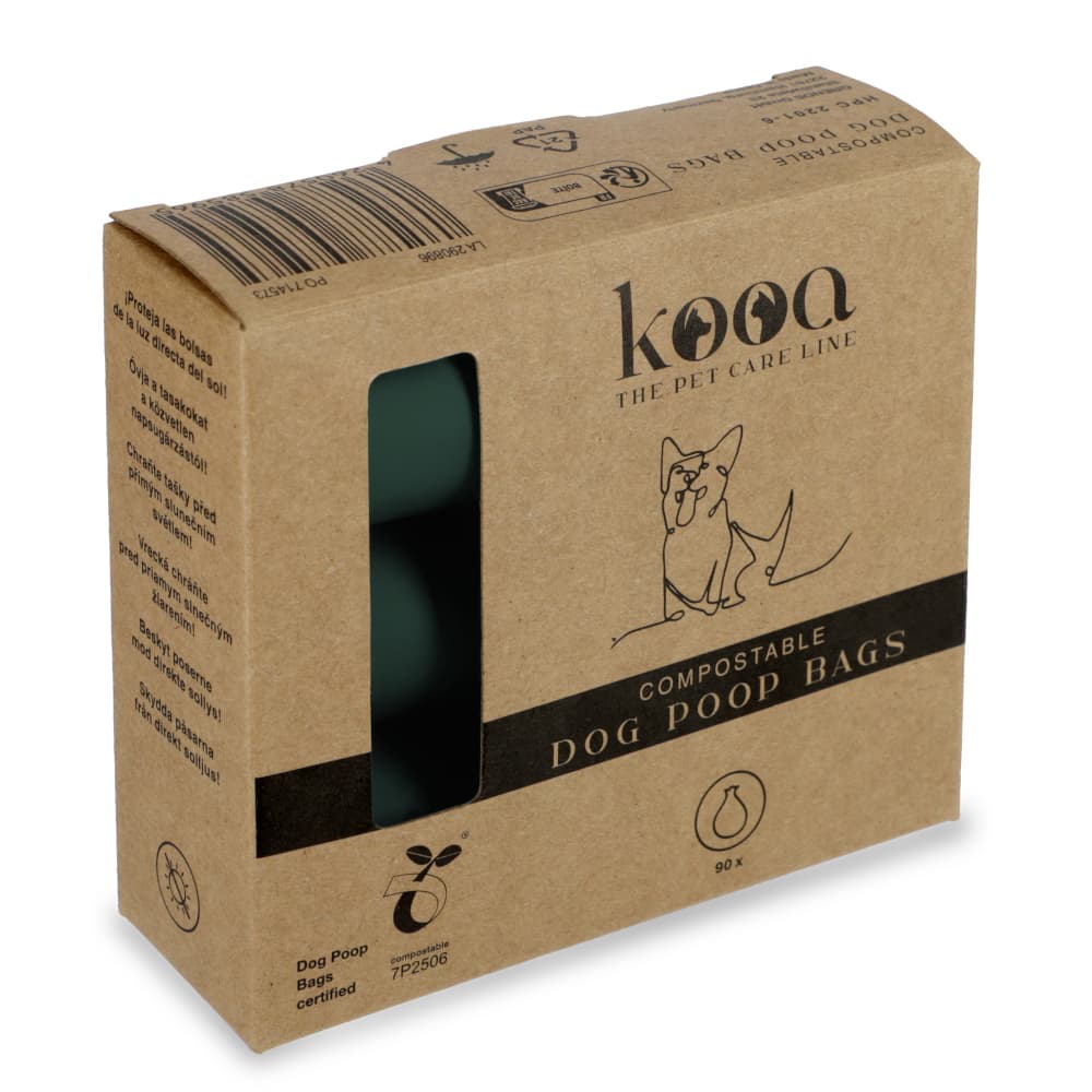kooa sacos biodegradáveis para dejetos - 6 rolos com 15 sacos cada