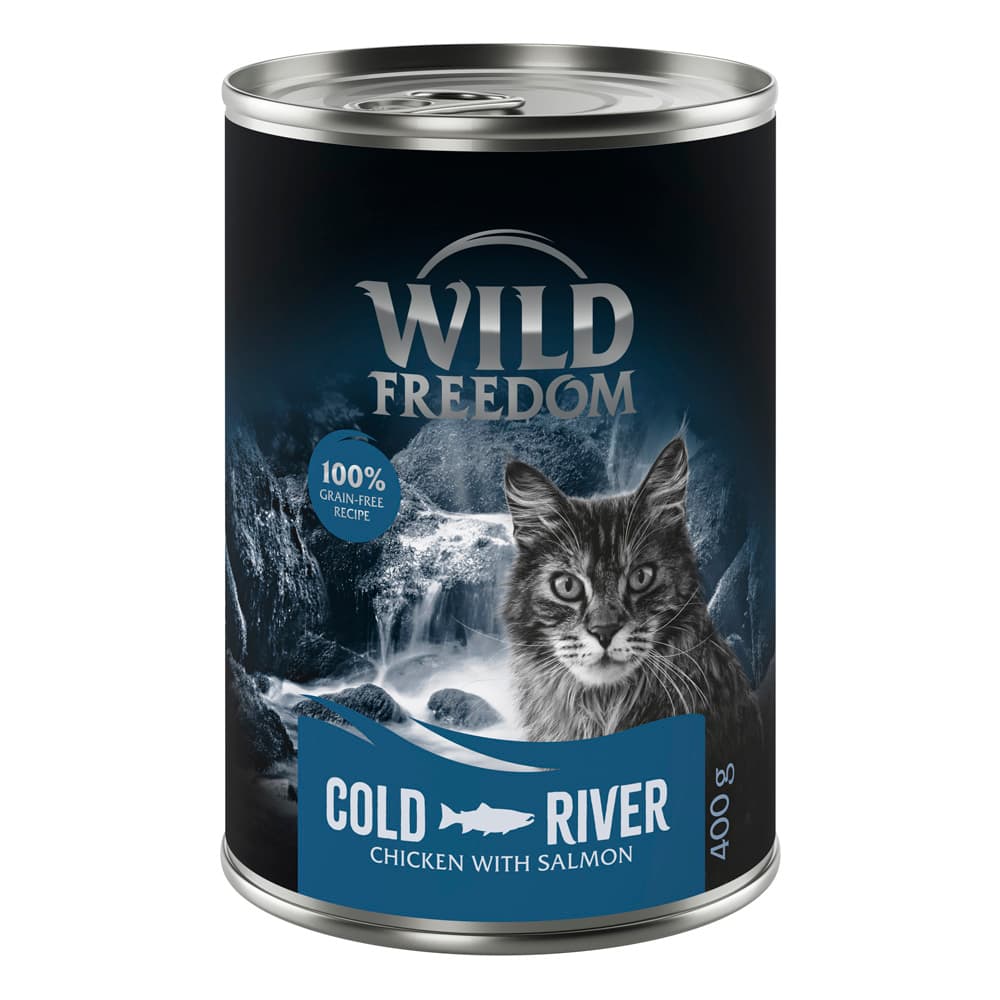 Wild Freedom Adult comida húmida para gatos 24 x 400 g - Pack económico - Cold River - frango e salmão