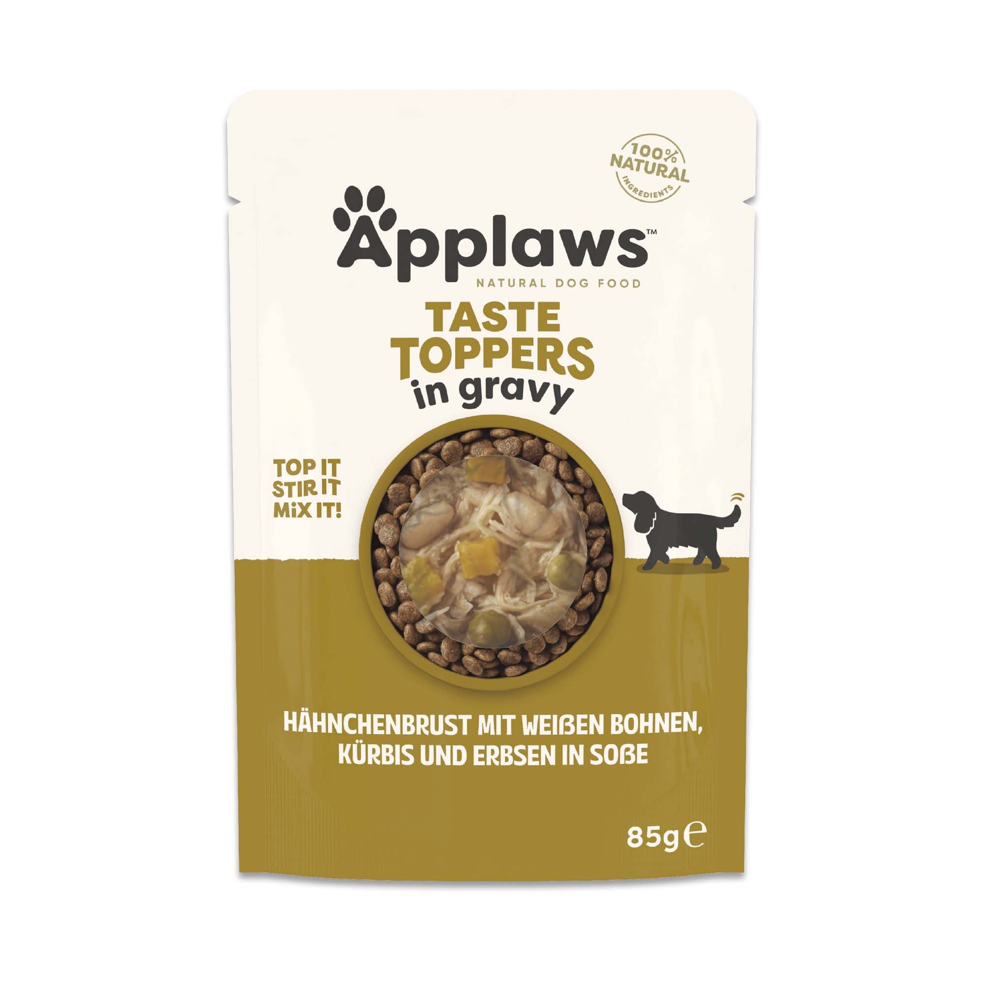 Applaws Taste Toppers em saquetas 12 x 85 g - Frango, ervilhas, abóbora e feijão branco