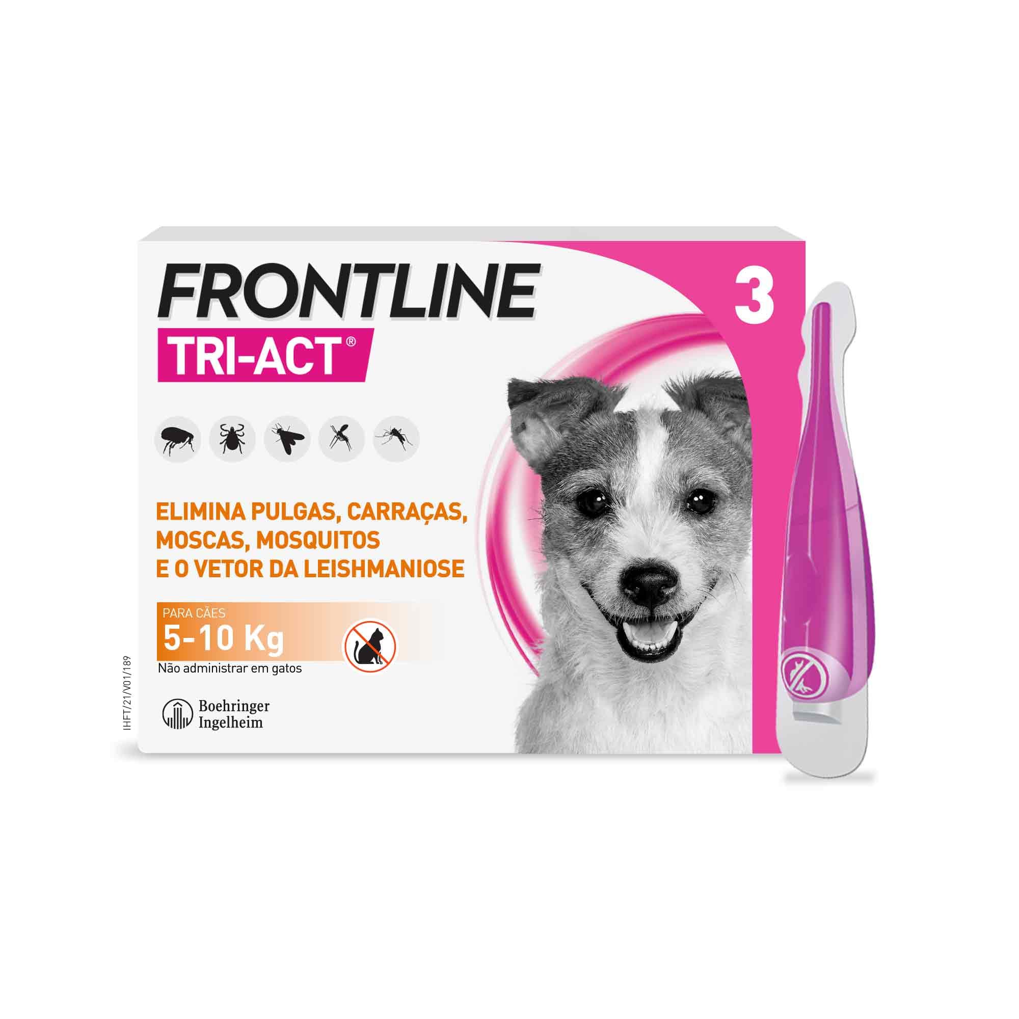 Frontline® Tri-Act pipetas para cães de 5 a 10 kg - Pack económico (2 x 3 x 1 ml)