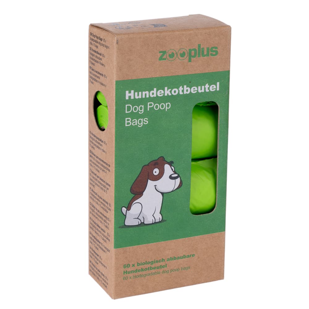 Sacos biodegradáveis para dejectos de cães, verdes - 4 rolos de 15 sacos cada