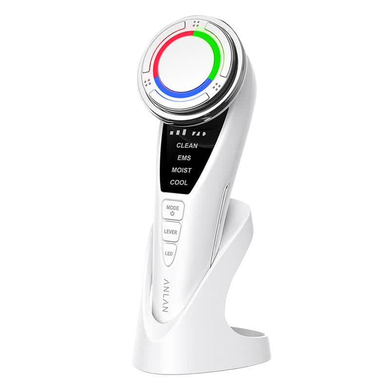 Massajador Facial Ultrassônico c/ Terapia de Luz (Branco) - ANLAN