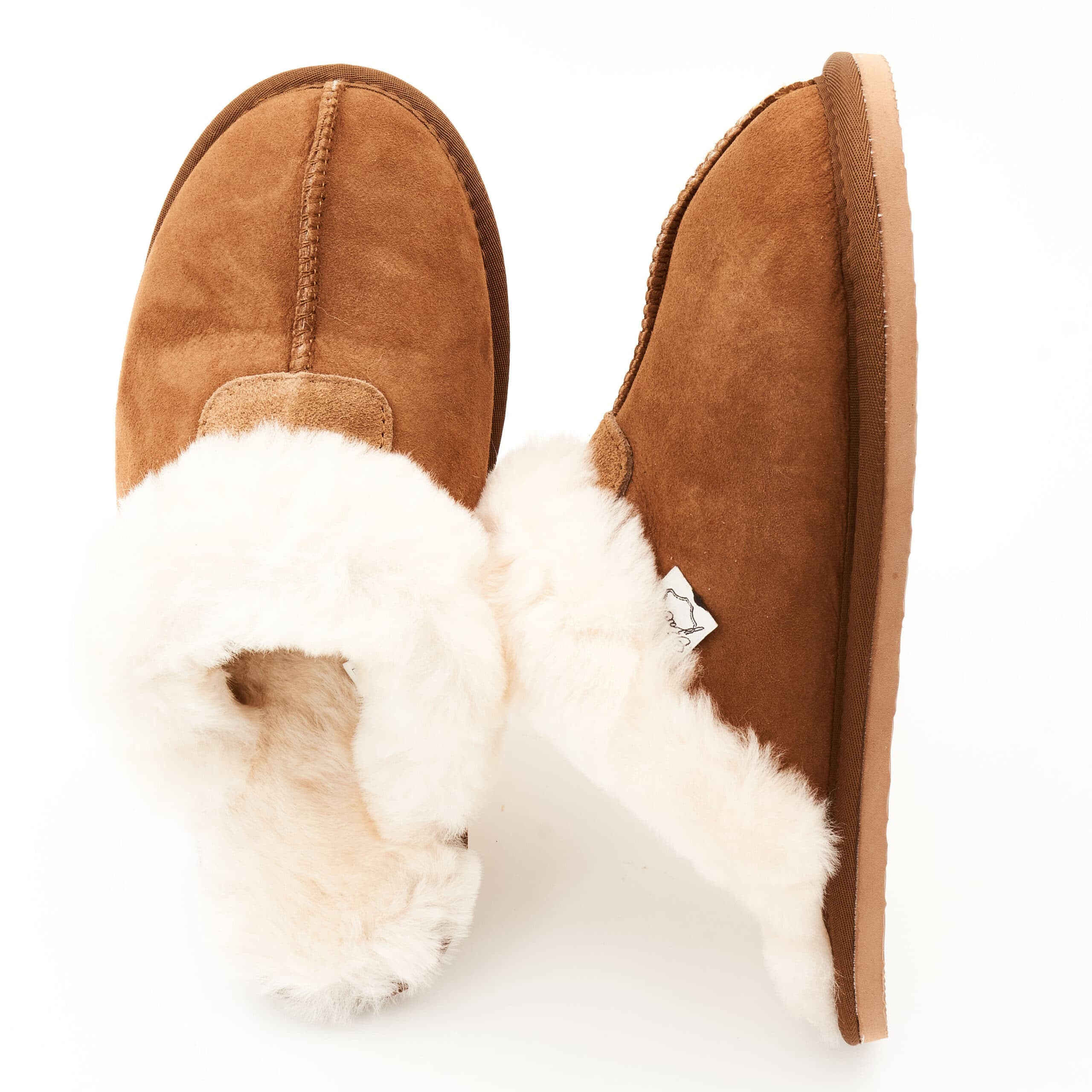 Sheep fur slippers, brown 47