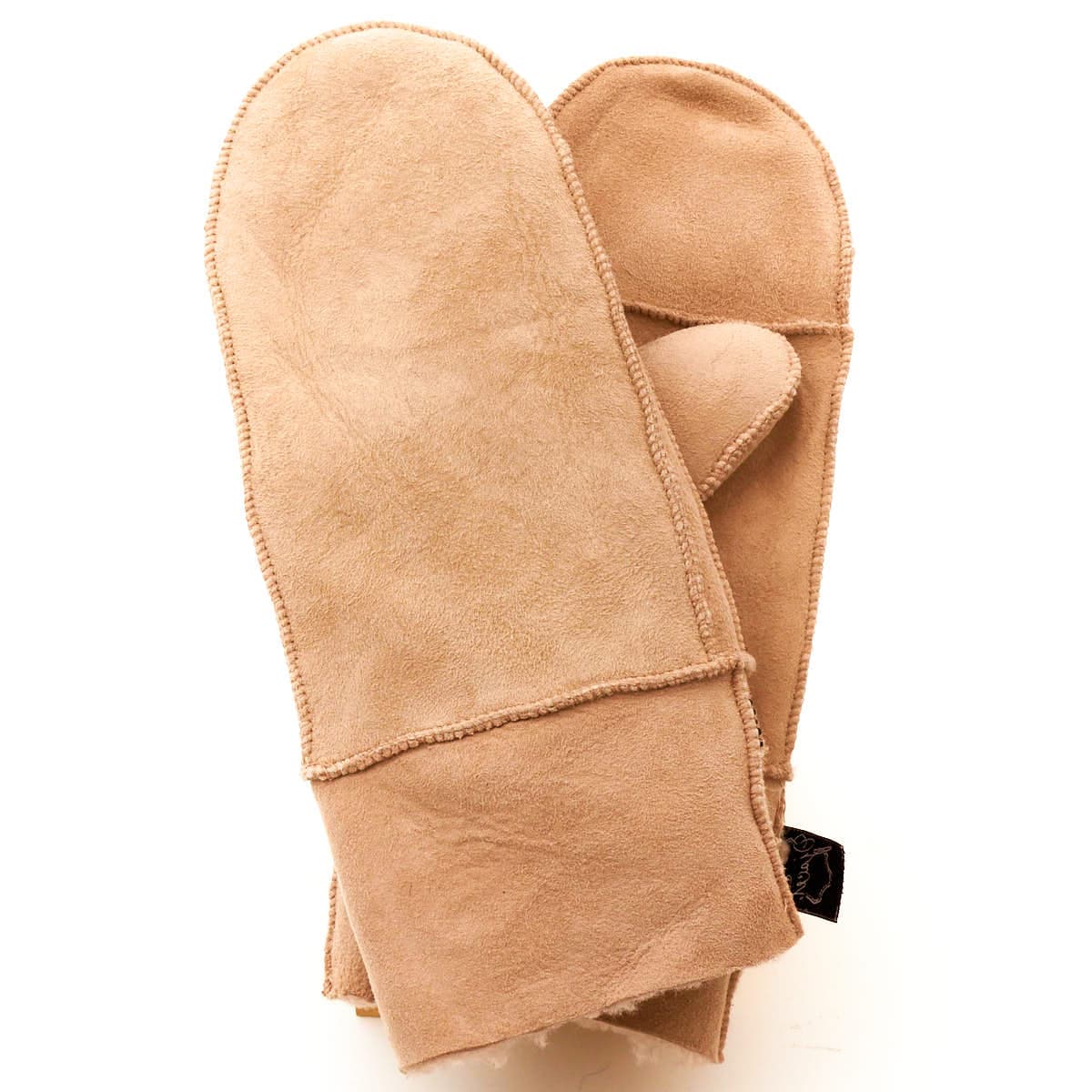 Women's sheepskin mittens, powder pink 7