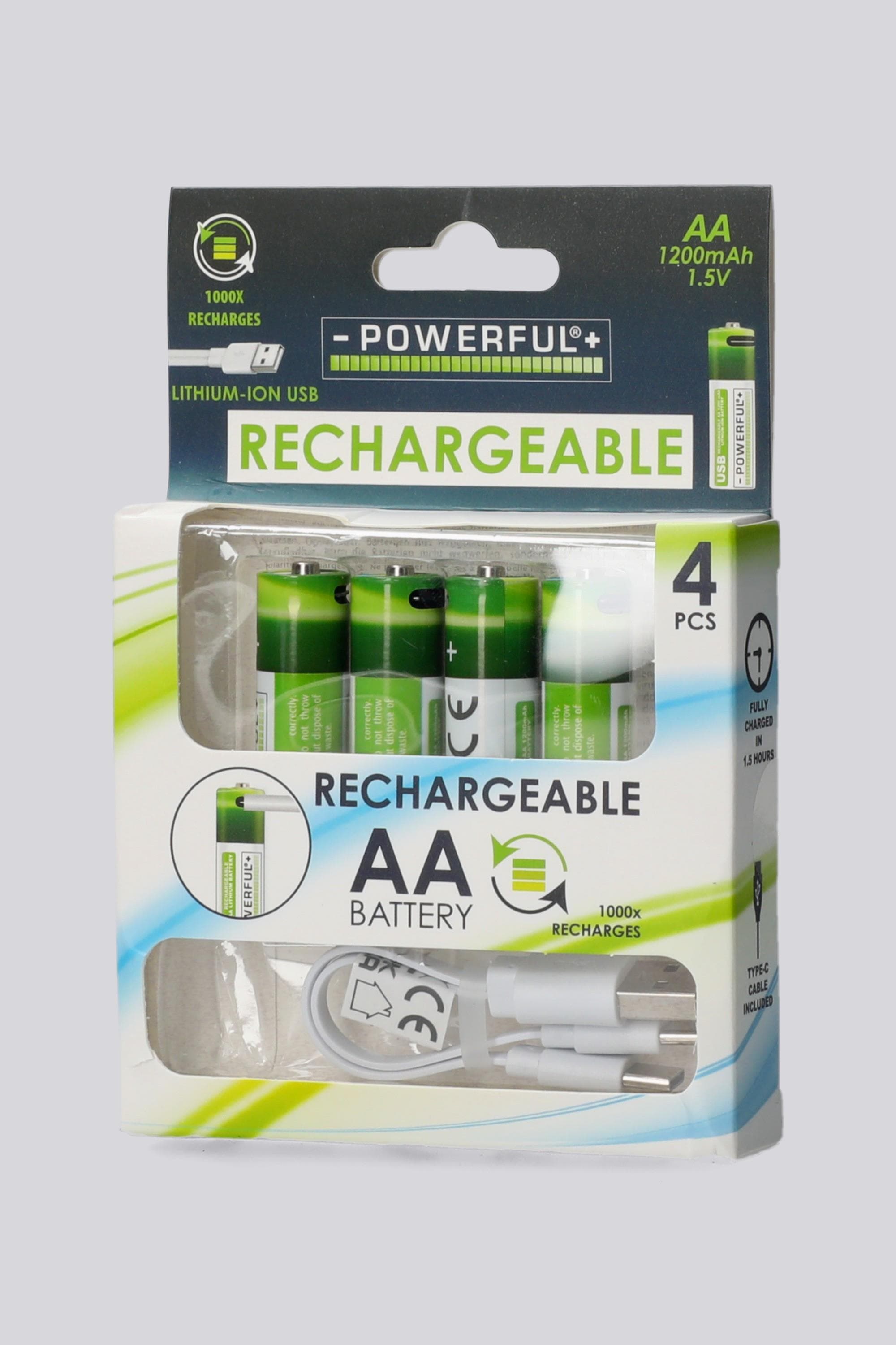Koopman - Branco - 4 Pilhas Recarregáveis USB tamanho T.U.