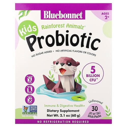 Bluebonnet Nutrition, Kids, Probiotic, Ages 2+, Unflavored, 30 Stick Packs, 0.07 oz (2 g) Each
