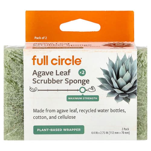 Full Circle, Agave Leaf Scrubber Sponge, 2 Count