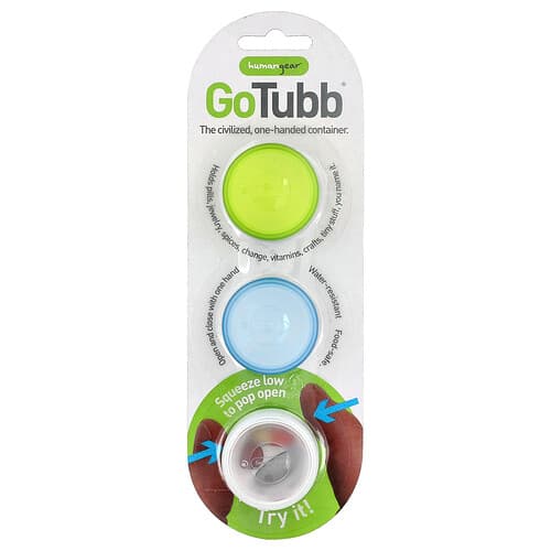 Humangear, GoTubb® Containers, Clear, Green, Blue, 3 Pack