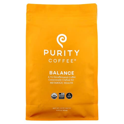Purity Coffee, Balance, Whole Bean, 2/3 Decaffeinated, 12 oz (340 g)