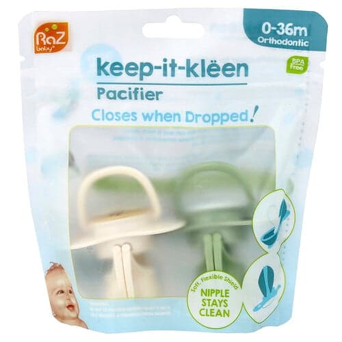 RaZbaby, Keep-It-Kleen Pacifier, 0-36m, Sloth & Panda, 2 Pacifiers