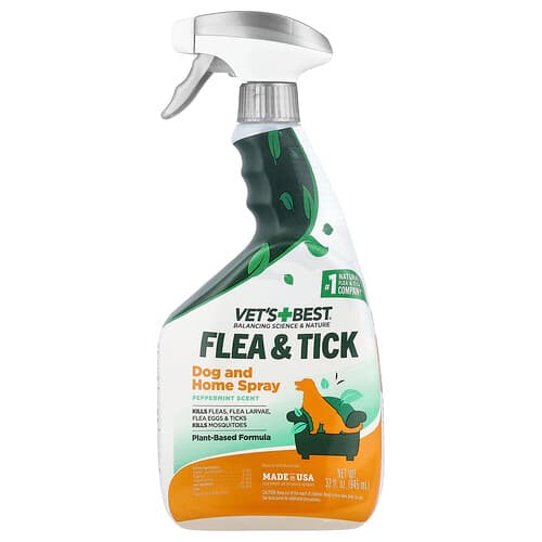 Vet's Best, Flea & Tick, Dog and Home Spray, Peppermint , 32 fl oz (945 ml)