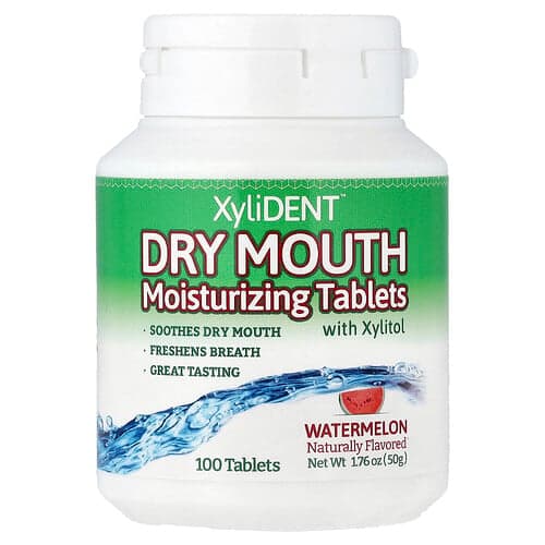 XyliDENT, Dry Mouth Moisturizing Tablets with Xylitol, Watermelon, 100 Tablets