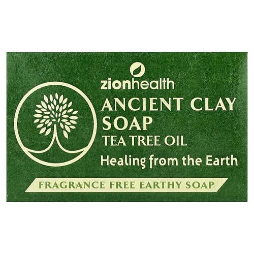 Zion Health, Ancient Clay Bar Soap with Tea Tree Oil, Fragrance Free, 6 oz (170 g)