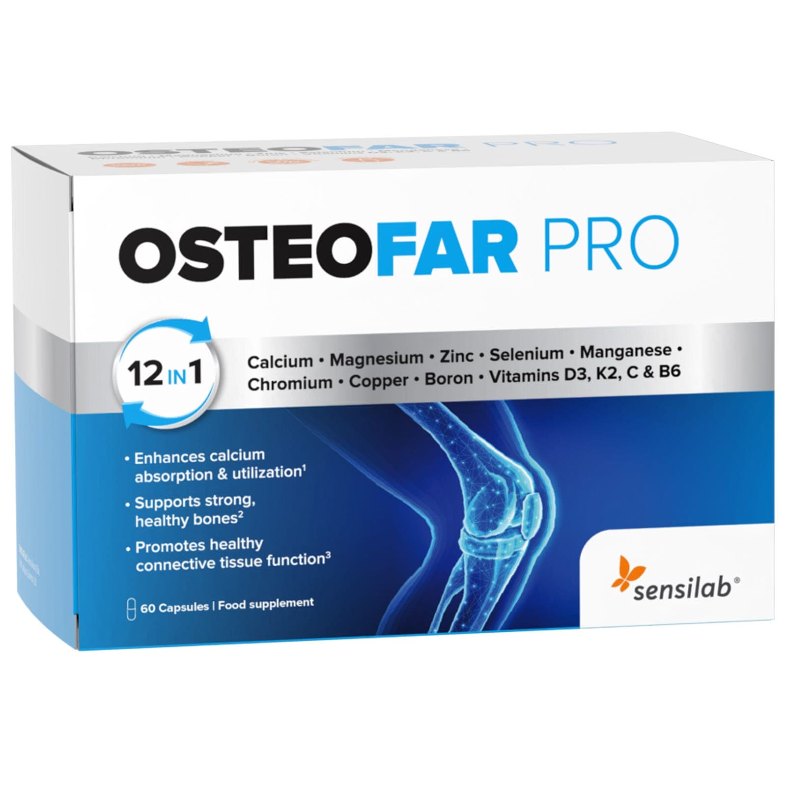 OsteoFAR PRO: suplemento para ossos, 60 cápsulas