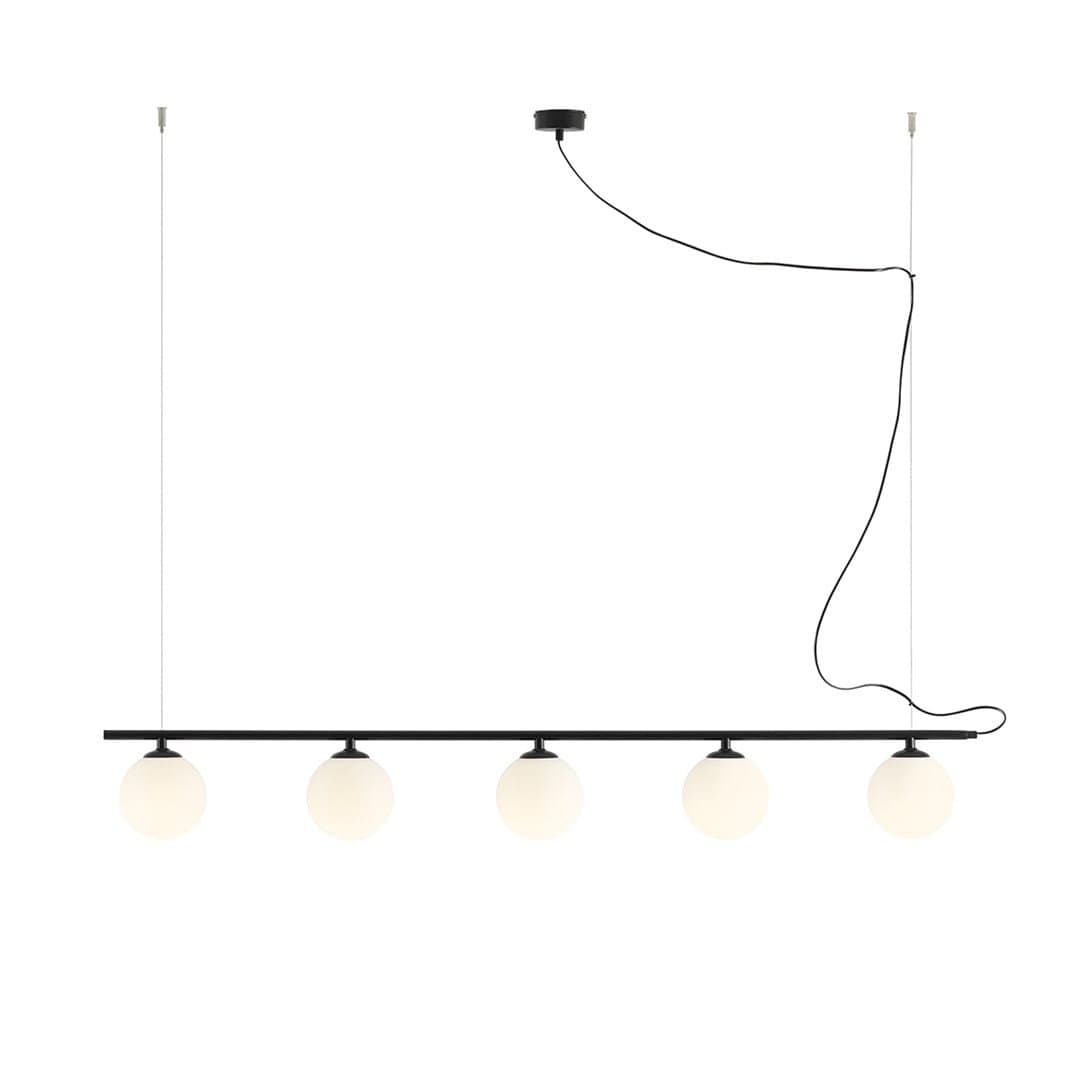 Luminária pendente Beryl Glass 5 Metal Preto