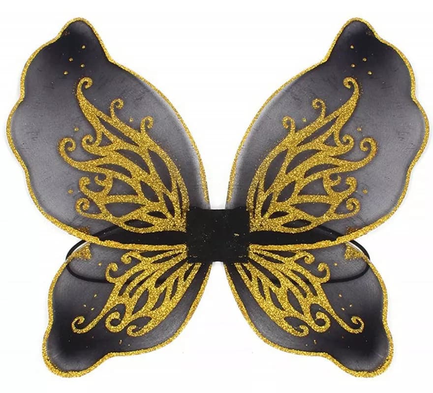 Asas de Fada Borboleta Negra 50x30 cm