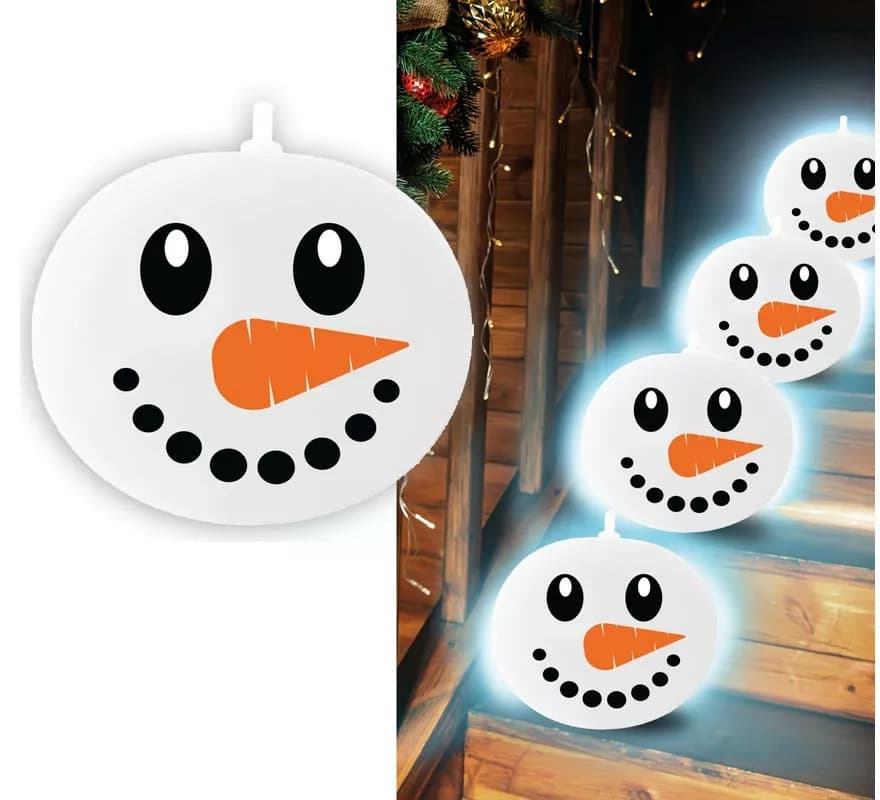 Saco com 5 balões de boneco de neve com luz