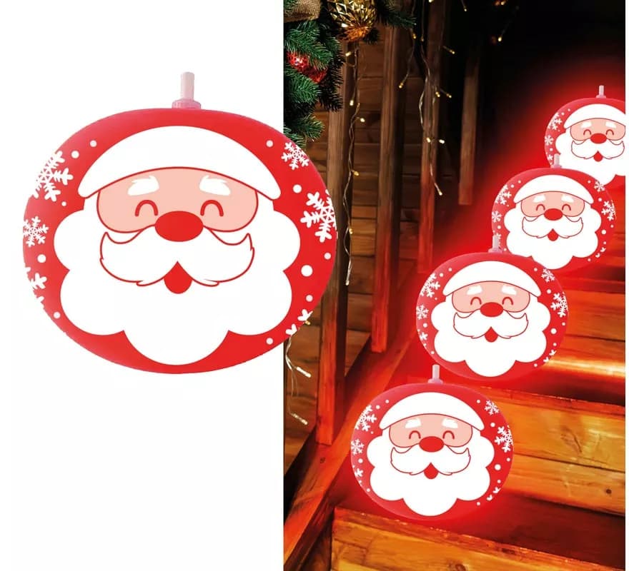 Saco com 5 balões de Papai Noel com luz