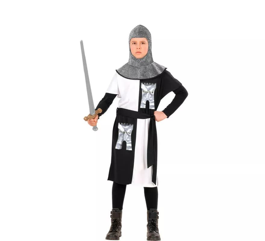Fato de guerreiro medieval branco para menino