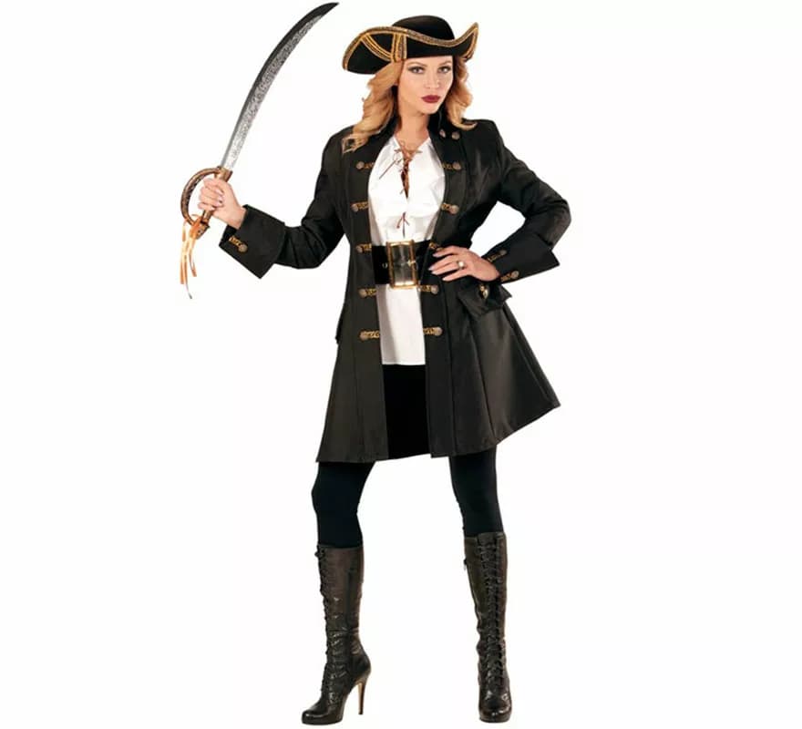 Fato ou casaco de capitão pirata para mulheres