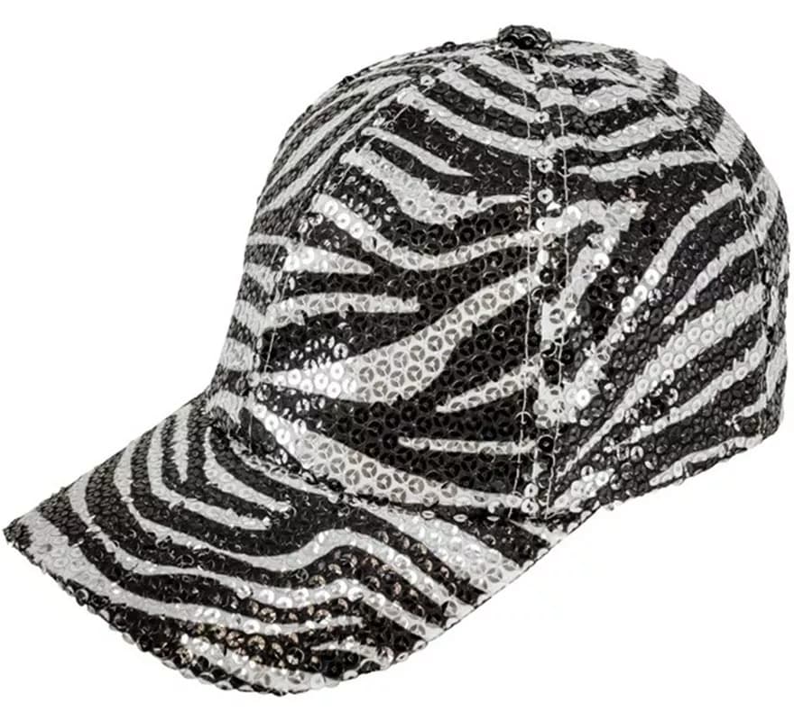 Boné com estampa de zebra e lantejoulas