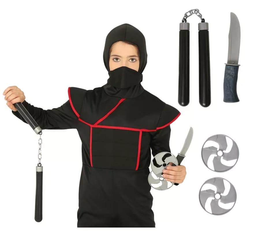 Kit Ninja: Nunchaku, Faca e 2 Estrelas