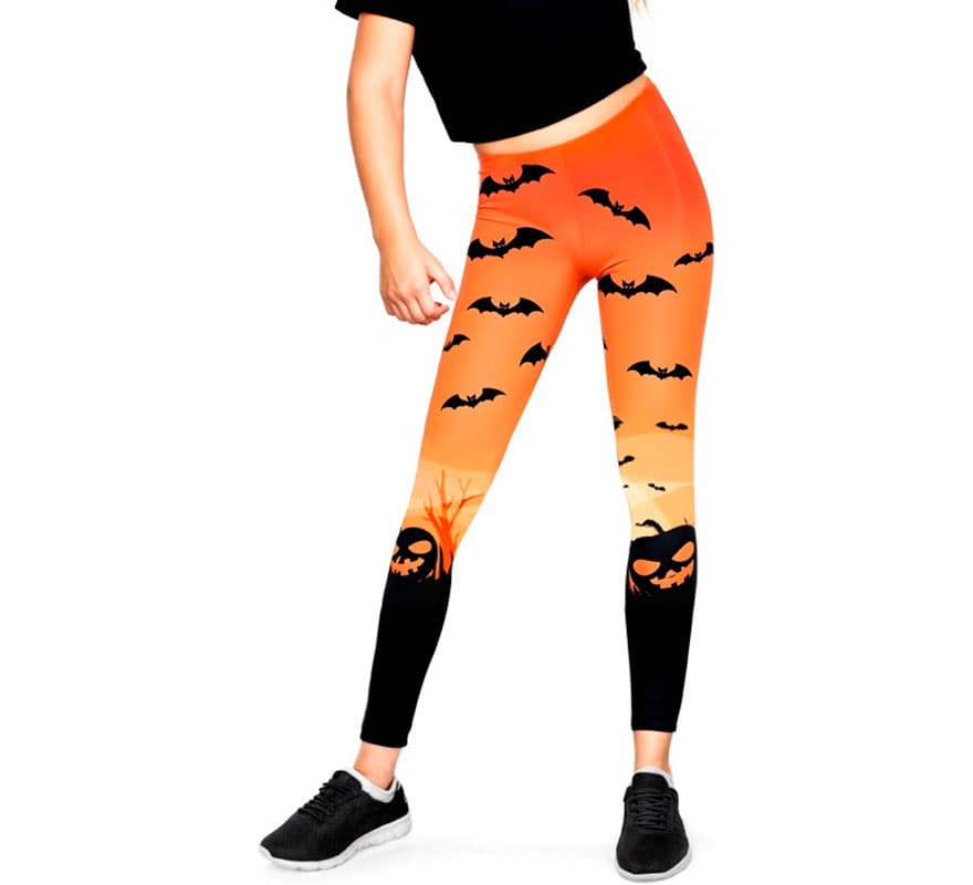 Leggings de abóbora laranja para meninas