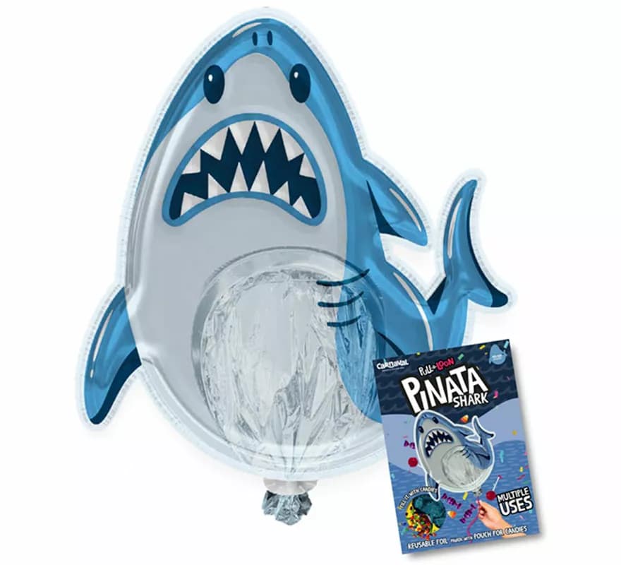 Piñata inflável de tubarão 90x77 cm
