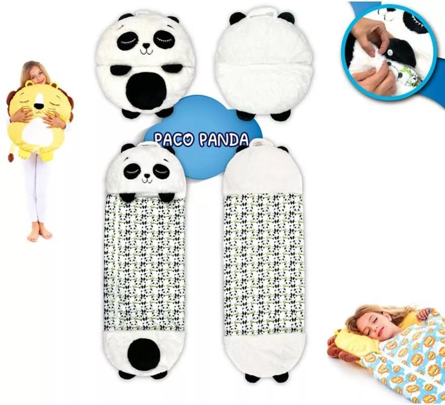 Saco de dormir Panda Paco com almofada de 165 cm