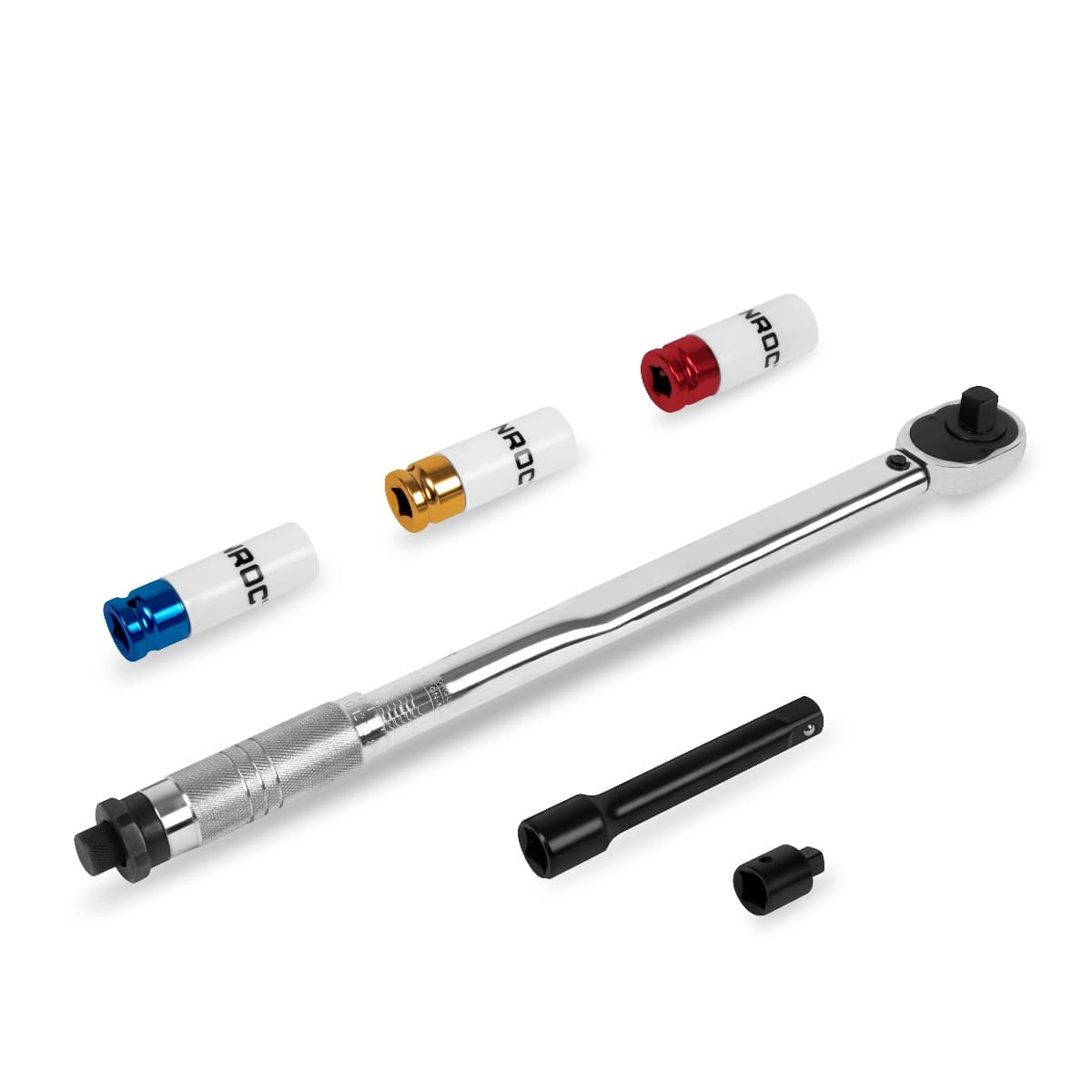 Chave de Torque - Dinamométrica -  ½" - 470mm - 28-210nm | Incl. Conjunto de soquetes - 3 pcs.