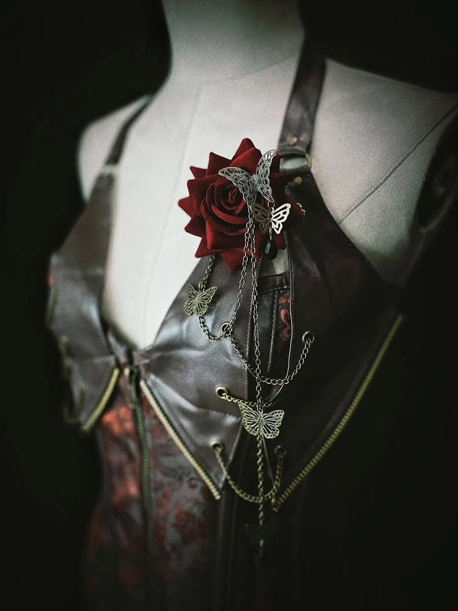 Accessori Gothic Lolita Catene Rosse Fiori Accessorio Metallo Varie